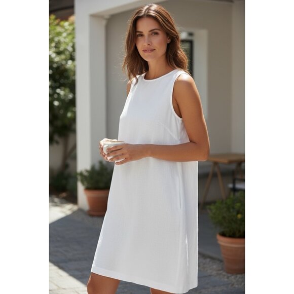 Madewell women’s medium sleeveless lined linen shift dress knee length weight ne - Picture 1 of 13